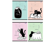 Тетрадь школьная А5, 12 л. на скобе «Озорной черный кот» Тетрадь школьная А5, 12 л. на скобе «Озорной черный кот»