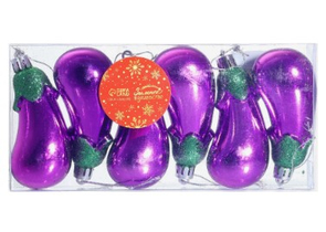 Набор елочных игрушек «Баклажан», 6 шт., 9,5×4 см, фиолетовые Набор елочных игрушек «Баклажан», 6 шт., 9,5×4 см, фиолетовые