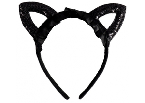Ободок детский карнавальный «Кошечка», черный, с пайетками Ободок детский карнавальный «Кошечка», черный, с пайетками