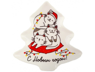 Подставка под чайные пакетики керамическая «С Новым годом. Котики» Подставка под чайные пакетики керамическая «С Новым годом. Котики»