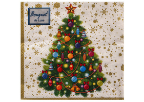 Салфетки сервировочные трехслойные Art Bouquet, 24×24 см, 25 шт., «Новогодняя ель на белом» Салфетки сервировочные трехслойные Art Bouquet, 24×24 см, 25 шт., «Новогодняя ель на белом»