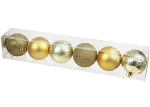 Набор шаров елочных «ЮниПрессМаркет» (пластик), 6 шт., диаметр 8 см, золотистые Набор шаров елочных «ЮниПрессМаркет» (пластик), 6 шт., диаметр 8 см, золотистые