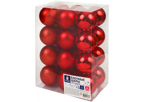 Набор шаров елочных Trio «Золотая сказка» (пластик), 24 шт., диаметр 6 см, красные Набор шаров елочных Trio «Золотая сказка» (пластик), 24 шт., диаметр 6 см, красные