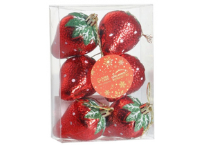 Набор елочных игрушек «Клубничка», 6 шт., 4×6 см, красные Набор елочных игрушек «Клубничка», 6 шт., 4×6 см, красные