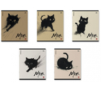Тетрадь школьная А5, 36 л. на скобе Blur Cat, 170×203 мм, клетка, ассорти