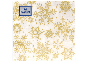 Салфетки бумажные двуслойные Art Bouquet, 20×20 см, 30 шт., «Золотые снежинки» Салфетки бумажные двуслойные Art Bouquet, 20×20 см, 30 шт., «Золотые снежинки»