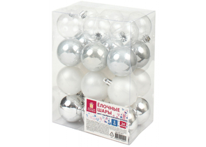 Набор шаров елочных Eden Colors «Золотая сказка» (пластик), 24 шт., диаметр 5 см, серебристый/жемчужный Набор шаров елочных Eden Colors «Золотая сказка» (пластик), 24 шт., диаметр 5 см, серебристый/жемчужный