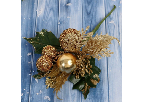 Декор новогодний, 16 см, «Зимние грезы. Золотые шары, листья, веточки» Декор новогодний, 16 см, «Зимние грезы. Золотые шары, листья, веточки»