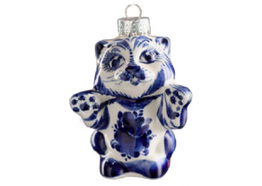 Игрушка елочная фарфоровая «Кошка», высота 8 см, гжель Игрушка елочная фарфоровая «Кошка», высота 8 см, гжель
