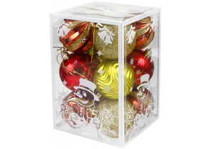 Набор шаров елочных «ЮниПрессМаркет» (пластик), 12 шт., диаметр 6 см, золотистые/красные Набор шаров елочных «ЮниПрессМаркет» (пластик), 12 шт., диаметр 6 см, золотистые/красные