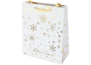 Пакет подарочный новогодний Meshu, 26×32×12 см, Gold Snowflake Пакет подарочный новогодний Meshu, 26×32×12 см, Gold Snowflake