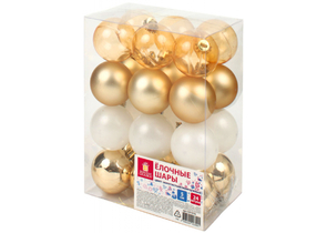 Набор шаров елочных Eden Colors «Золотая сказка» (пластик), 24 шт., диаметр 5 см, золотистый/жемчужный Набор шаров елочных Eden Colors «Золотая сказка» (пластик), 24 шт., диаметр 5 см, золотистый/жемчужный
