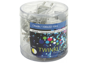 Гирлянда электрическая, 10 м, 100 лампочек, белые лампочки (теплый свет), прозрачный провод Гирлянда электрическая, 10 м, 100 лампочек, белые лампочки (теплый свет), прозрачный провод