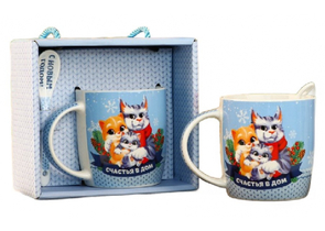 Набор керамический «С любимыми рядом», 2 предмета: кружка (350 мл), ложка Набор керамический «С любимыми рядом», 2 предмета: кружка (350 мл), ложка