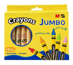 Мелки восковые M&G Jumbo, 12 цветов, 12 шт., диаметр 8 мм, длина 90 мм