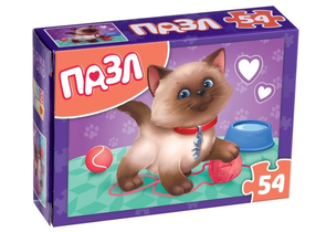 Пазлы детские Sima-Land, 17,5×13 см, 54 элемента, «Озорной котик»