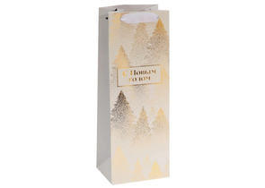 Пакет подарочный для бутылки «Сима-Ленд», 13×35×10 см, «Золотой. С Новым годом»