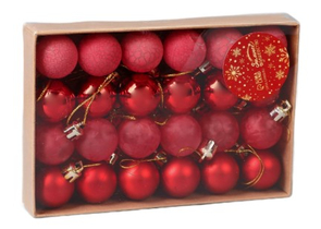 Набор шаров елочных «Традиция» (пластик), 24 шт., диаметр 3 см, красные Набор шаров елочных «Традиция» (пластик), 24 шт., диаметр 3 см, красные
