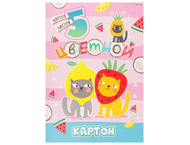 Картон цветной односторонний А4 «Ягодные коты»